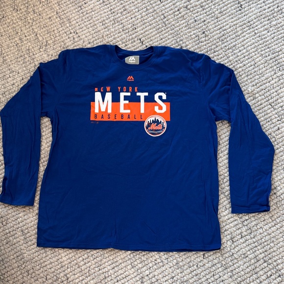 NWOT Majestic New York Mets Baseball Men’s 2X Long Sleeve T-Shirt Sport Game Day - Picture 1 of 11
